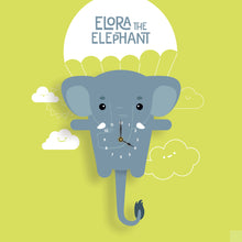 Load image into Gallery viewer, Elephant Wall Clock with pendulum tail - Oddly Wild