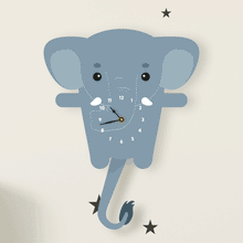 Load image into Gallery viewer, Elephant Wall Clock with pendulum tail - Oddly Wild