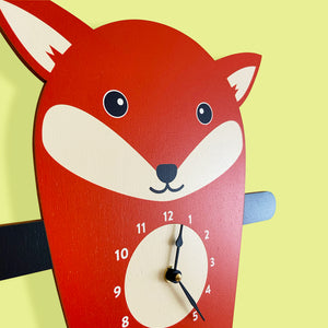 Fox Wall Clock with pendulum tail - Oddly Wild