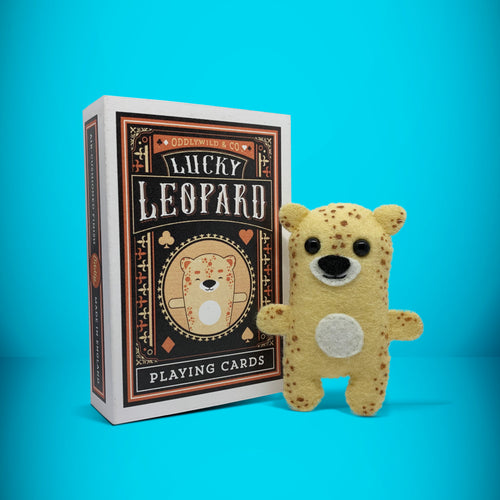 Handmade from felt this mini leopard toy stands 110mm high and is perfect for your kids to that with them on their travels and adventures. Your little friend is small enough to fit in a pocket and comes with its own matchbox and bedding.