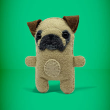Load image into Gallery viewer, A perfect little gift for any pug dog lover. Super cute, handmade from left over felt and a great keepsake present. Your little friend loves to cuddle, give hugs and comes with their own matchbox to sleep in. A wonderful stocking filler at christmas.
