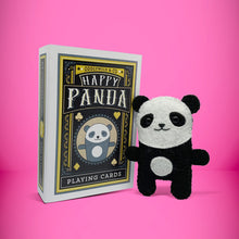 Load image into Gallery viewer, Mini black and white panda felt toy that comes in its own bespoke matchbox. Complete with pillow and bedding - perfect for tucking in at night time. Your little friend also comes with an adoption certificate, collectible playing card, and thank you card.