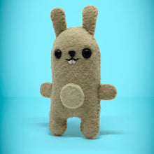 Load image into Gallery viewer, Front view of bunny rabbit toy. A perfect little gift for any rabbit lover. Super cute, handmade from left over felt and a great keepsake present. Your little friend loves to cuddle, give hugs and comes with their own matchbox to sleep in. A wonderful stocking filler at christmas.