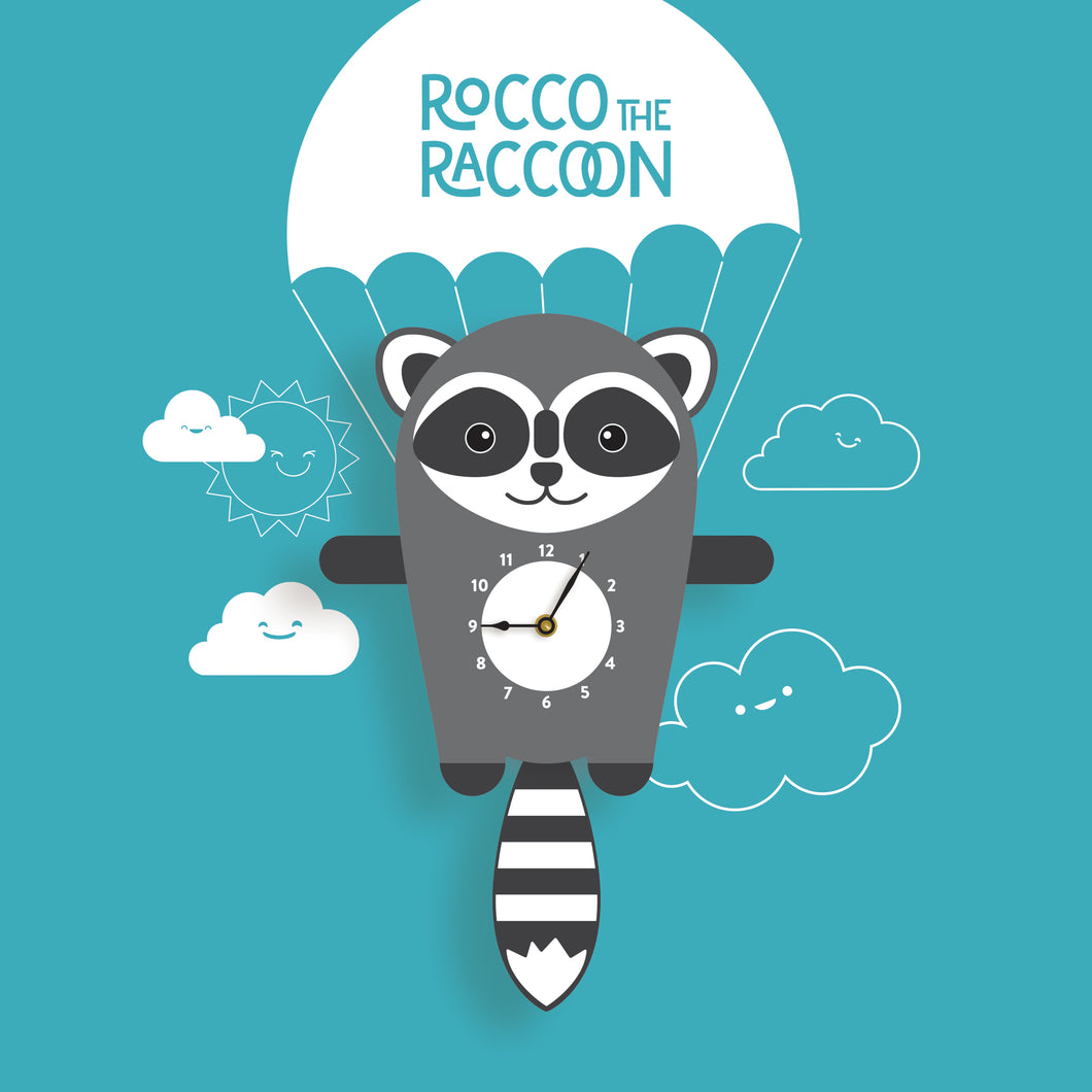 Raccoon Wall Clock with pendulum tail - Oddly Wild