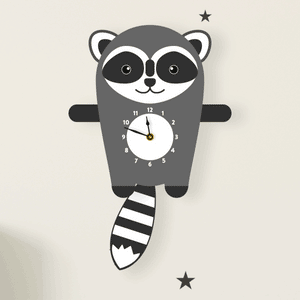 Raccoon Wall Clock with pendulum tail - Oddly Wild