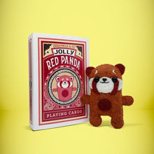 Load image into Gallery viewer, Mini red panda felt toy that comes in its own bespoke matchbox. Complete with pillow and bedding - perfect for tucking in at night time. Your little friend also comes with an adoption certificate, collectible playing card, and thank you card.