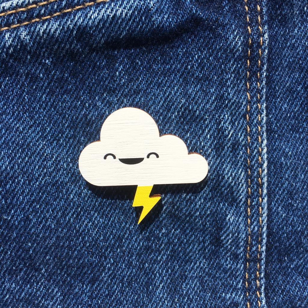 Cloud and Lightning Pin - Oddly Wild