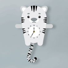 Load image into Gallery viewer, White Tiger Wall Clock with pendulum tail - Oddly Wild