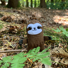 Load image into Gallery viewer, Why not adopt a cute little friend? Handmade with love this small felt sloth comes with its own adoption certificate and thank you card. There are many different animals to collect and each comes with their own collectible playing card.